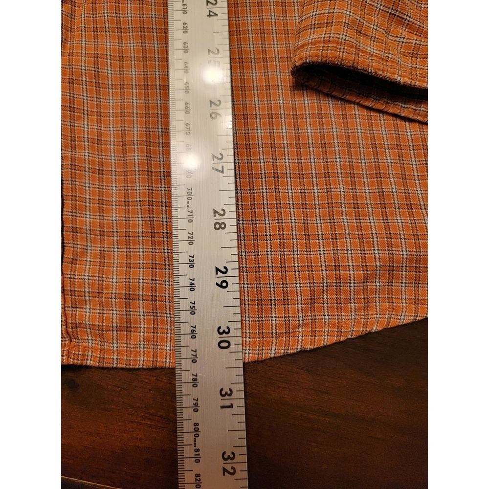 Wrangler Quality Orange Plaid Long Sleeve Button Down Shirt 2XL Wrinkle Resist - Picture 6 of 10